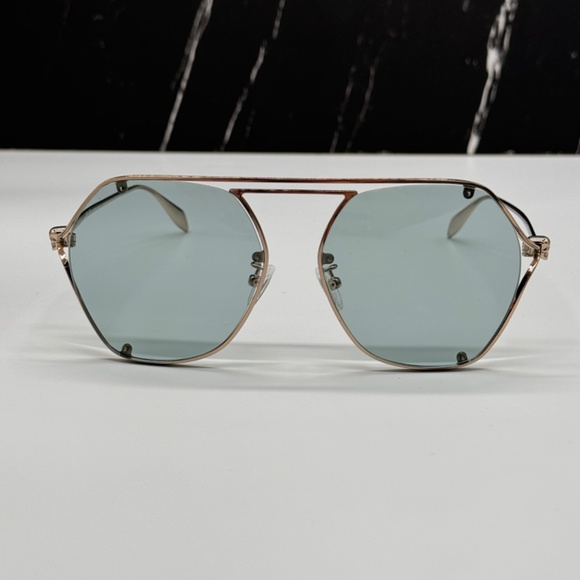 NEW  ALEXANDER MCQUEEN WOMEN SILVER BLUE SUNGLASSES - Picture 5 of 13